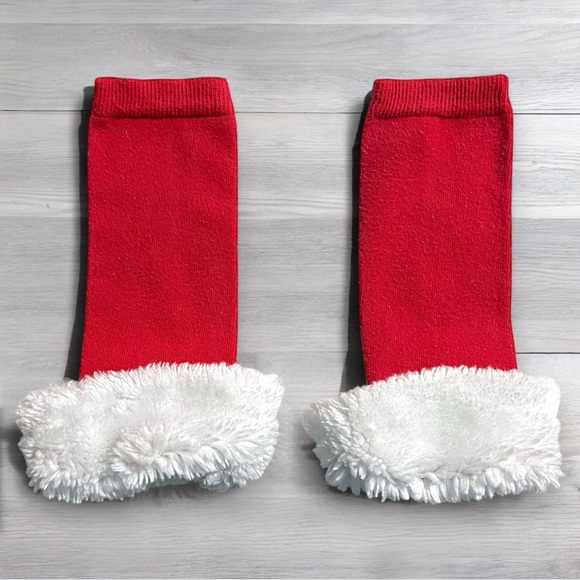 ๐2/$10๐3/$12 Ref & White Christmas Santa Claus Fur Leg Warmers Baby Size 0-12M - Picture 2 of 5